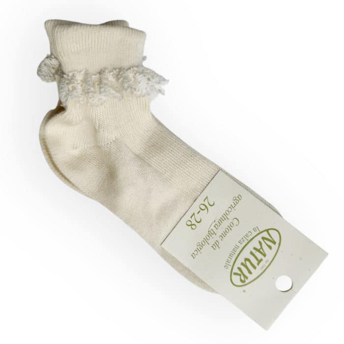 Natural Organic Socks - Natur - Ecru Frill