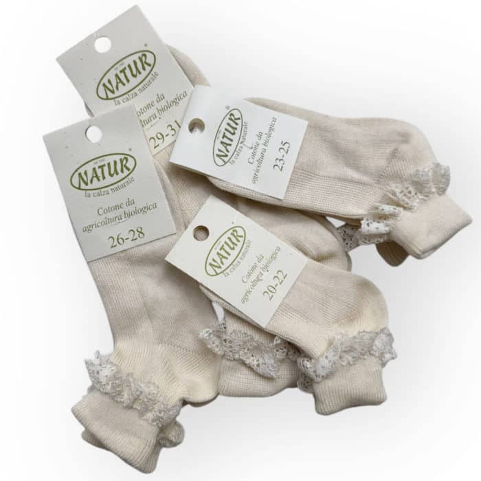 Natural Organic Socks - Natur - Ecru Frill - Image 2