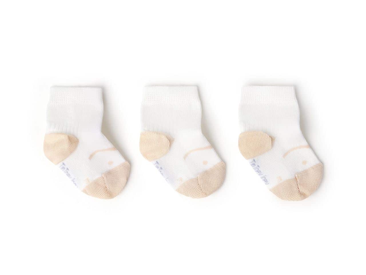 Tip Toey Joey - Foot Friendly Socks (3 pairs) / White & Natural