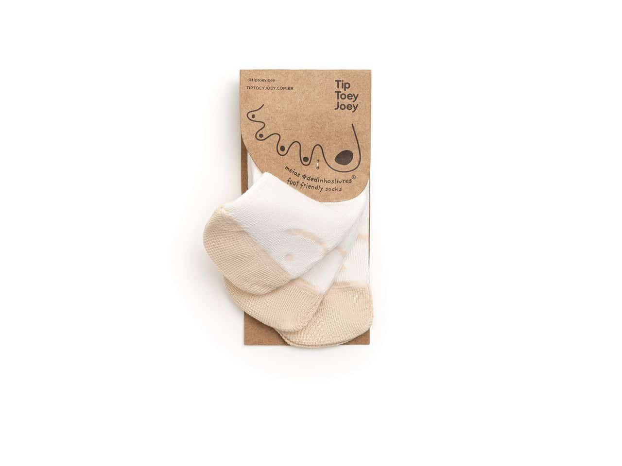Tip Toey Joey - Foot Friendly Socks (3 pairs) / White & Natural - Image 5