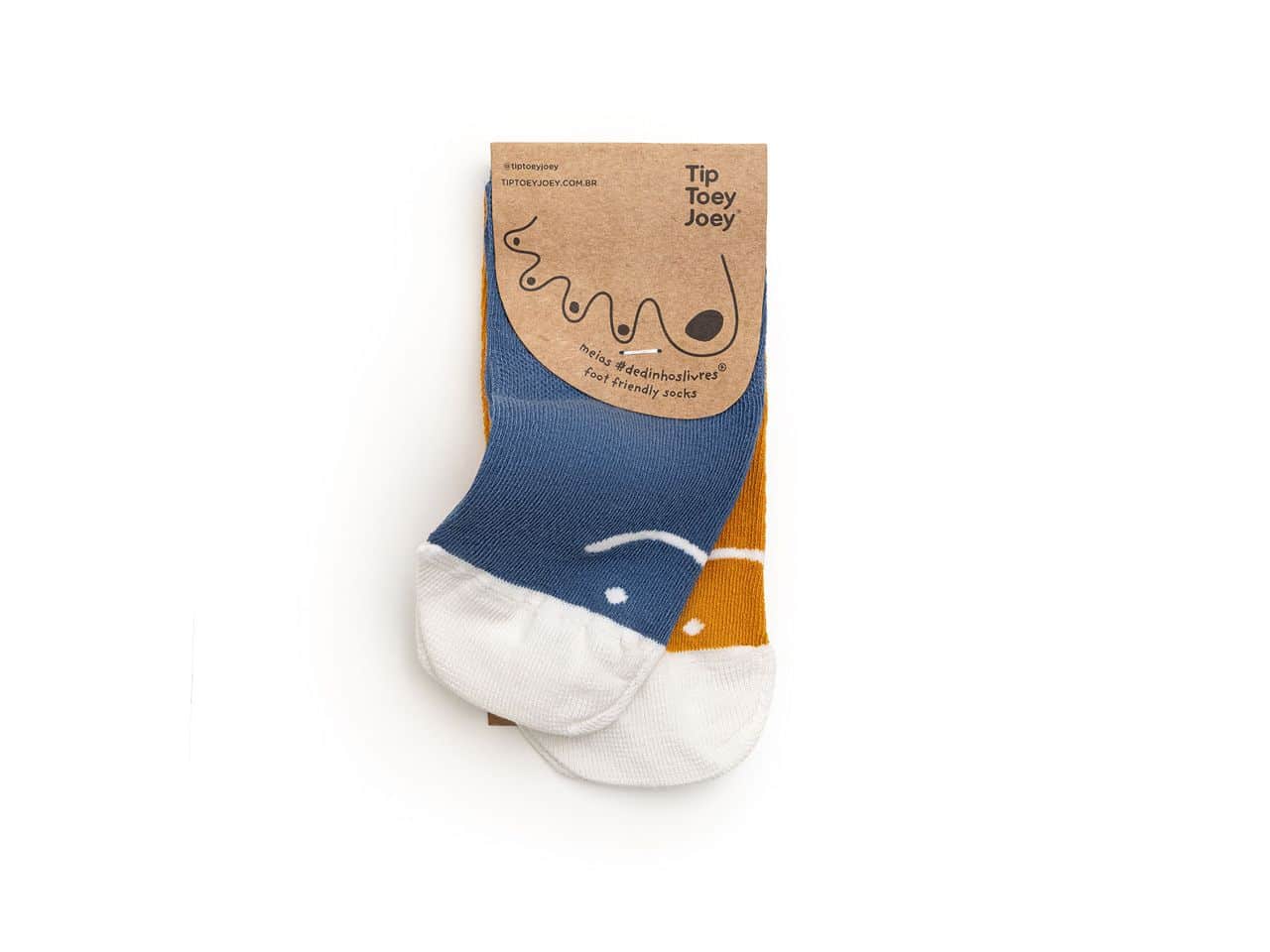 Tip Toey Joey - Foot Friendly Socks (2 pairs) / Azul & Mostarda - Image 6